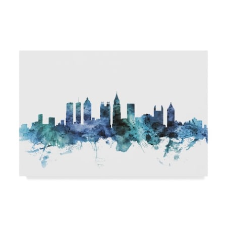 Michael Tompsett 'Atlanta Georgia Blue Teal Skyline' Canvas Art,30x47